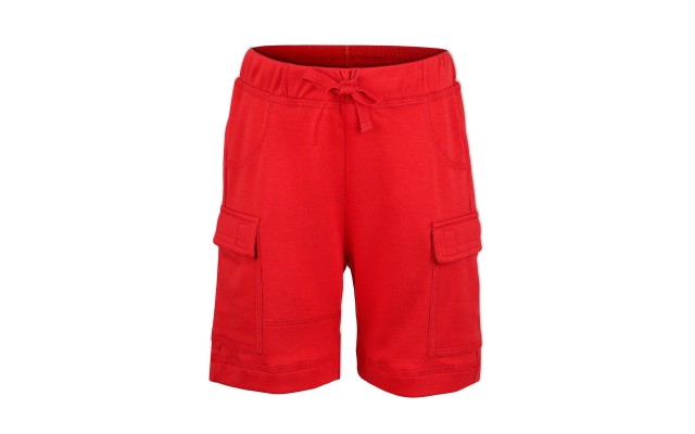  Boys Casual Beach Cargo Shorts – Soft Cotton, Pull-On/Drawstring Closure, Two Pockets, Crimson, 8