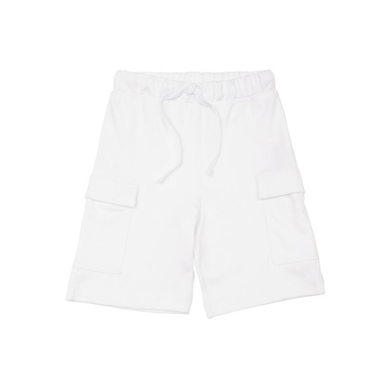  Boys Casual Beach Cargo Shorts – Soft Cotton, Pull-On/Drawstring Closure, Two Pockets, White, 8