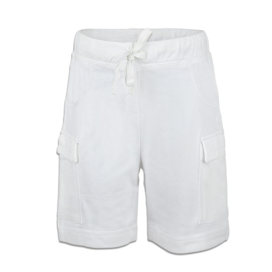  Boys Casual Beach Cargo Shorts – Soft Cotton, Pull-On/Drawstring Closure, Two Pockets, White, 8