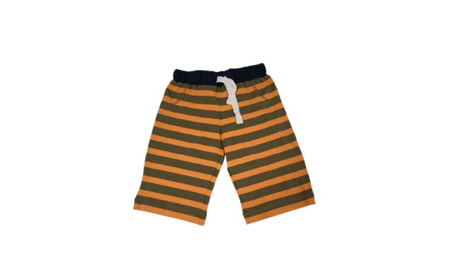  Boys Casual Striped Peruvian Cotton Shorts – Pull-On/Drawstring Closure, Two Pockets, Army Stripe, 8