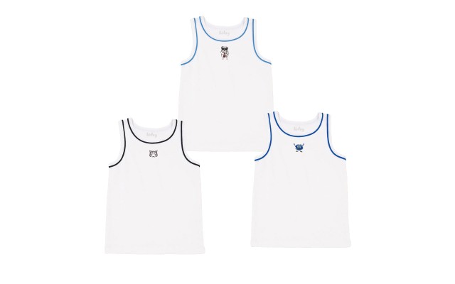  Boys Cool Bulldog, Tiger, Monster Graphic Printed Peruvian Cotton Tank Tops for 2, 3, 4, 5, 6, 8 Years, Set of 3 (1 of each), 3