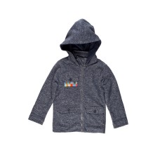 Kidsy Boys Denim-Looking Cotton Hooded Jacket – Long Sleeve, Zip-Down Closure