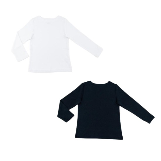  Boys Solid Colors Peruvian Cotton T-Shirt – Long Sleeve, Crewneck, Navy, 2