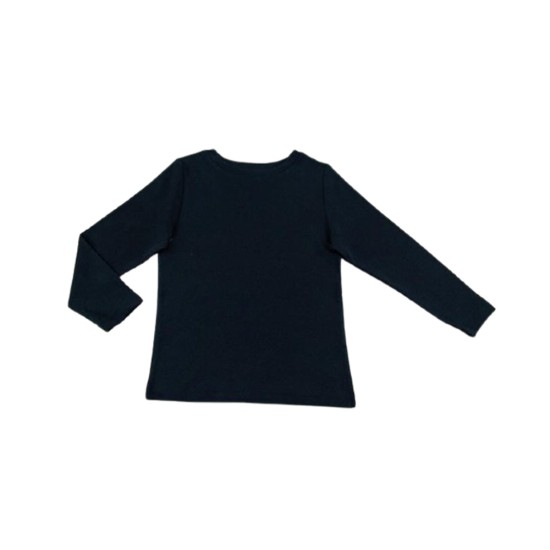  Boys Solid Colors Peruvian Cotton T-Shirt – Long Sleeve, Crewneck, Navy, 4