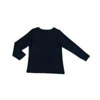 Kidsy Boys Solid Colors Peruvian Cotton T-Shirt – Long Sleeve, Crewneck, Navy, 8