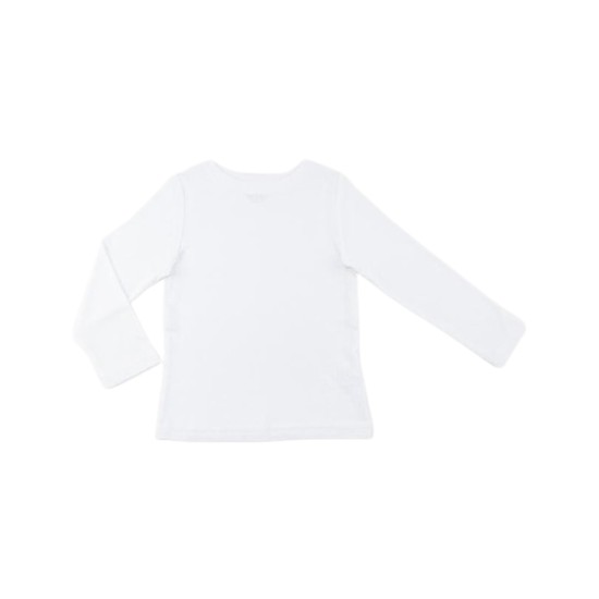  Boys Solid Colors Peruvian Cotton T-Shirt – Long Sleeve, Crewneck, Snow, 4