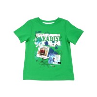 Kidsy Boys Surf Paradise Graphic Printed Peruvian Cotton T-shirt – Short Sleeve, Crewneck, Apple, 3