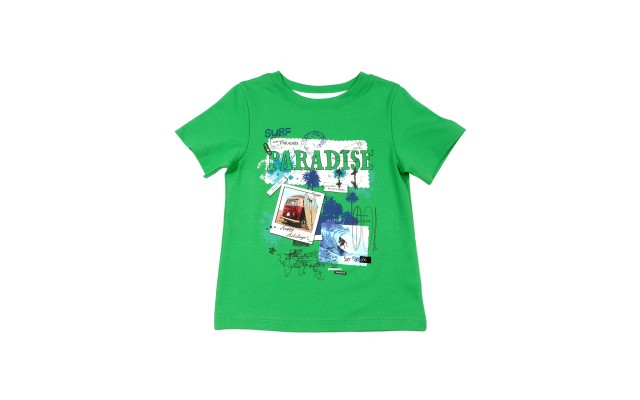  Boys Surf Paradise Graphic Printed Peruvian Cotton T-shirt – Short Sleeve, Crewneck, Apple, 3