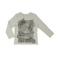 Kidsy Boys Vintage Choppers Graphic Printed Peruvian Cotton T-shirt – Long Sleeve, Crewneck, Oatmeal Heather, 5