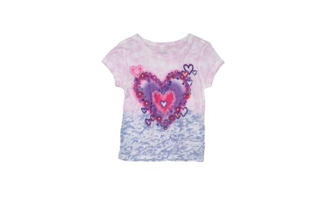  Girls Big Heart Graphic Printed Peruvian Cotton T-Shirt – Short Sleeve, Crewneck, Hot Pink, 2