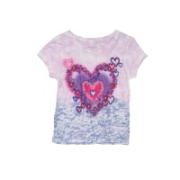 Kidsy Girls Big Heart Graphic Printed Peruvian Cotton T-Shirt – Short Sleeve, Crewneck, Hot Pink, 3