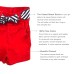  Girls Casual Beach Nautical Shorts – Soft Cotton, Pull-On Closure, Two Pockets, Crimson, 2