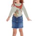  Girls Cowgirl Pattern Peruvian Cotton Printed T-Shirt – Long Sleeve, Crewneck, Oatmeal Heather, 2