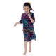 Girls Feathers Peruvian Cotton Dress – Crewneck, Short Sleeve, Heart Belt, DEEP PLUM, 2