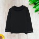  Girls Frilled Neck And Cuffs Peruvian Cotton T-Shirt – Long Sleeve, Crewneck, Black, 2