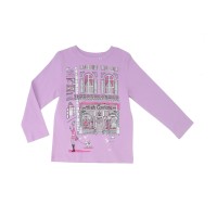Kidsy Girls High Couture Graphic Printed Peruvian Cotton T-Shirt – Long Sleeve, Crewneck, Lilac, 2