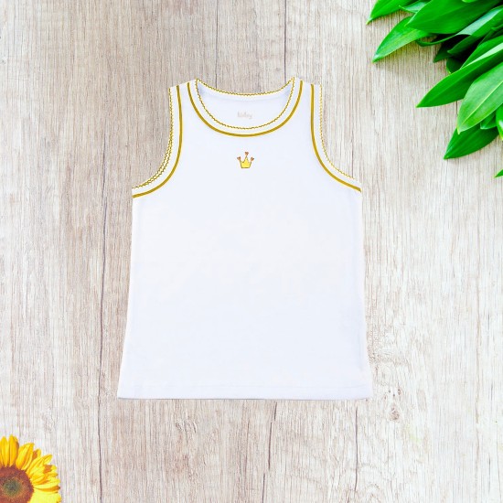  Girls King’s Crown Peruvian Cotton T-Shirt – Sleeveless, Crewneck, Snow, 2