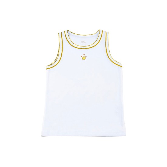  Girls King’s Crown Peruvian Cotton T-Shirt – Sleeveless, Crewneck, Snow, 6