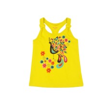 Kidsy Girls Peacock Graphic Printed Peruvian Cotton Tank Top