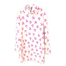Kidsy Girls Pink Anchor Peruvian Cotton Pullover Hoodie – Long Sleeve, Front Pocket