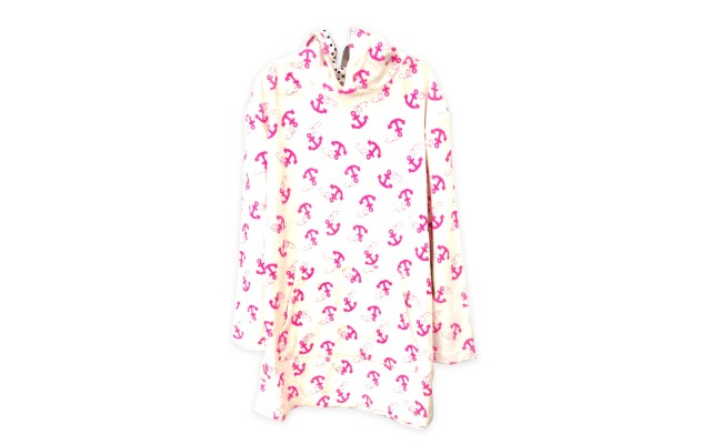  Girls Pink Anchor Peruvian Cotton Pullover Hoodie – Long Sleeve, Front Pocket, Anchor, 3