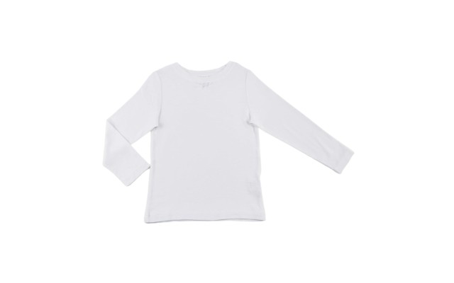  Soft Solid Colors Long Sleeve Peruvian Cotton T-Shirt, Snow, 8
