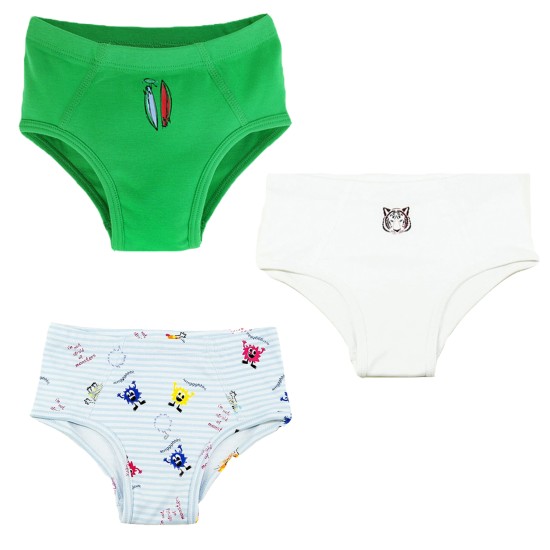  Toddler Baby Boys Casual Soft Cotton Pull On Briefs 2 3 4 5 6 8 Years, Tiger/Monster/Apple (Set of 3), 4