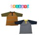  Toddler Baby Boys Three Buttoned Striped Peruvian Cotton Long Sleeve T-Shirt, Navy Stripe, 2