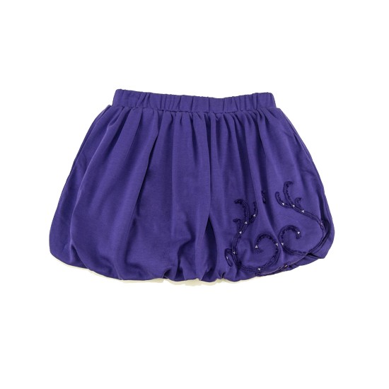  Toddler Baby Girls Embroidery Bubble Skirt – Peruvian Pima Cotton, Balloon Skirt, Elastic Waist, Pull-On, Solid Colors, Plum, 3