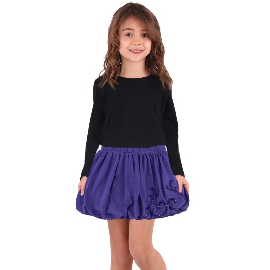 Toddler Baby Girls Embroidery Bubble Skirt – Peruvian Pima Cotton, Balloon Skirt, Elastic Waist, Pull-On, Solid Colors, Plum, 2