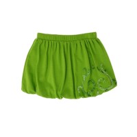 Kidsy Toddler Baby Girls Embroidery Bubble Skirt – Peruvian Pima Cotton, Balloon Skirt, Elastic Waist, Pull-On, Solid Colors, Acid Green, 4