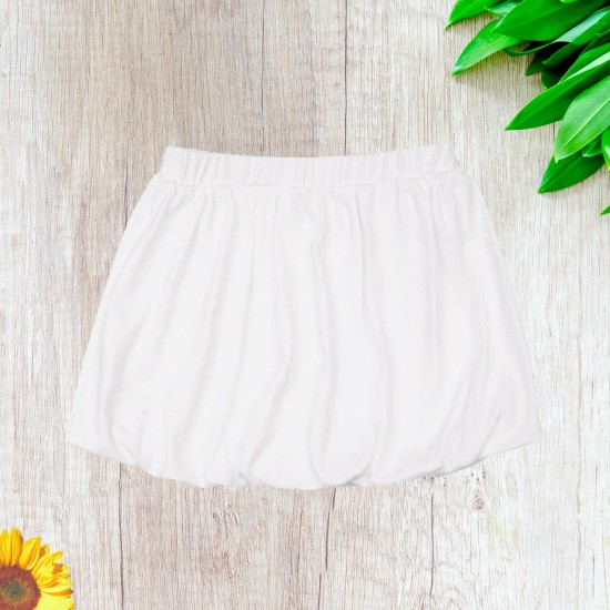  Toddler Baby Girls Embroidery Bubble Skirt – Peruvian Pima Cotton, Balloon Skirt, Elastic Waist, Pull-On, Solid Colors, White, 4
