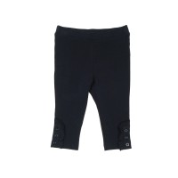 Kidsy Toddler Baby Girls Frilled Leggings – Peruvian Pima Cotton, Elastic Waist, Pull-On, Solid Colors, Midnight, 6