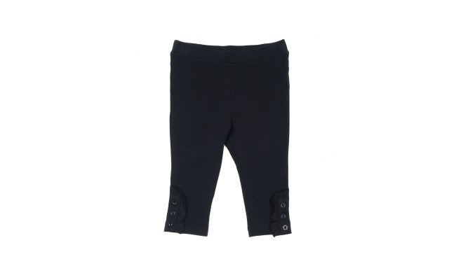  Toddler Baby Girls Frilled Leggings – Peruvian Pima Cotton, Elastic Waist, Pull-On, Solid Colors, Midnight, 6