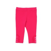 Kidsy Toddler Baby Girls Frilled Leggings – Peruvian Pima Cotton, Elastic Waist, Pull-On, Solid Colors, Hot Pink, 5