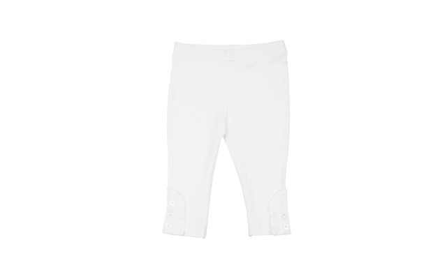  Toddler Baby Girls Frilled Leggings – Peruvian Pima Cotton, Elastic Waist, Pull-On, Solid Colors, White, 8
