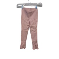 Kidsy Toddler Baby Girls Frilled Pants – Peruvian Pima Cotton, Elastic Waist, Pull-On, Solid Colors, Plum, 5