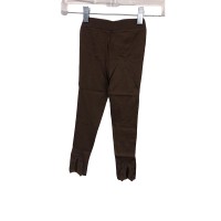 Kidsy Toddler Baby Girls Frilled Pants – Peruvian Pima Cotton, Elastic Waist, Pull-On, Solid Colors, Chocolate, 3