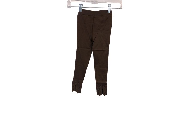  Toddler Baby Girls Frilled Pants – Peruvian Pima Cotton, Elastic Waist, Pull-On, Solid Colors, Chocolate, 6