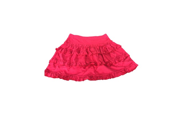  Toddler Baby Girls Frilled Skirt – Peruvian Pima Cotton, Elastic Waist, Pull-On, Solid Colors, Hot Pink, 4