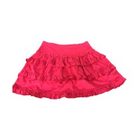 Kidsy Toddler Baby Girls Frilled Skirt – Peruvian Pima Cotton, Elastic Waist, Pull-On, Solid Colors, Hot Pink, 8