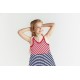  Toddler Baby Girls Nautical Striped Peruvian Cotton Dress – Strappy, Loose-Fit, Long Skirt, Whte/Crimson/Midnight, 5
