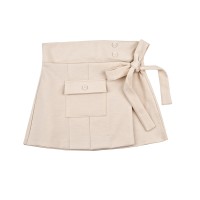 Kidsy Toddler Baby Girls Pleated Skirt – Peruvian Pima Cotton, Elastic Waist, Pull-On, Solid Colors, Creme Brulle, 4