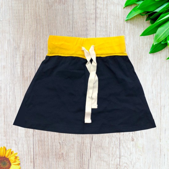  Toddler Baby Girls Skirt – Peruvian Pima Cotton, Elastic Waist, Pull-On, Navy, 8