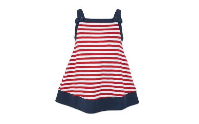  Toddler Baby Girls Strappy Nautical Striped Peruvian Cotton Tunic 2 3 4 5 6 8 Years, White/Crimson, 2