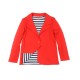  Toddler Girls Fashion Nautical Blazer Jacket  – Notched Lapel, Two Buttons, Crimson, 2