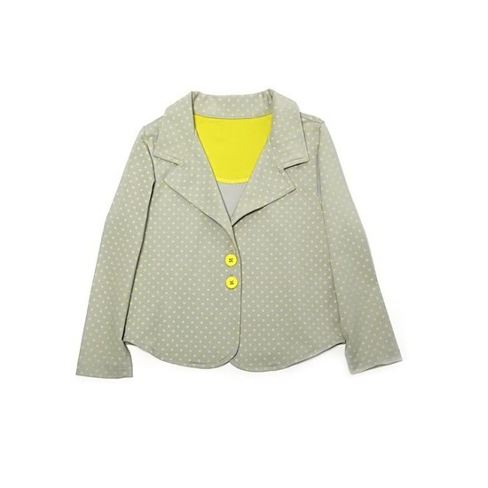  Toddler Girls Polka Dots Blazer Jacket  – Notched Lapel, Two Button Closures, LIME DOT, 4
