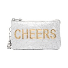 Kipling Creativity Large Metallic Cheers Pouch Cheers, White/Gold