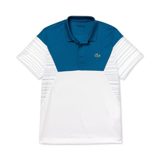 Lacoste Mens Sport Short Sleeve Polo Shirt (White/Blue, S)