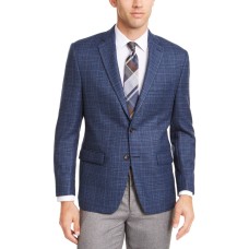 Lauren by Ralph Lauren Men Blazer Plaid Notch Collar Wool